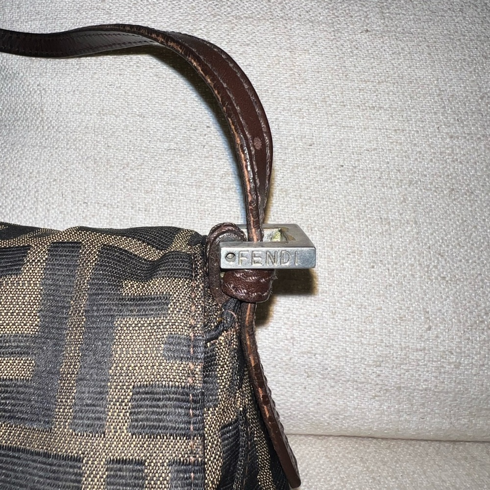 RARE Vintage Fendi Mini Mama Baguette in Brown and Black Logo Monogram Bag - Picture 3 of 13